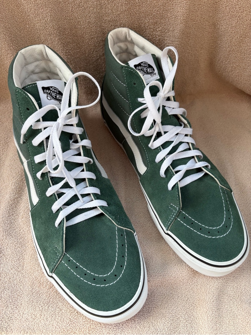 Vans Sk8-Hi Men’s 13 Green White Suede Canvas High Top Sneakers